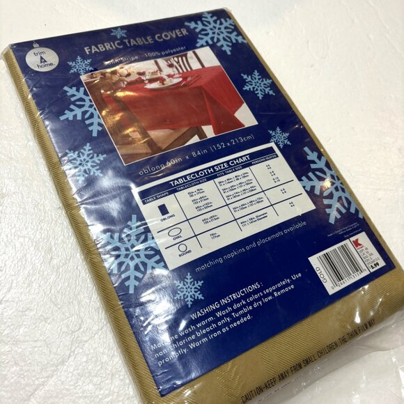 Tablecloth Oblong Satin Stripe Fabric Dark Gold Satin 60 “ x 84”  Vintage NOS - Picture 7 of 9